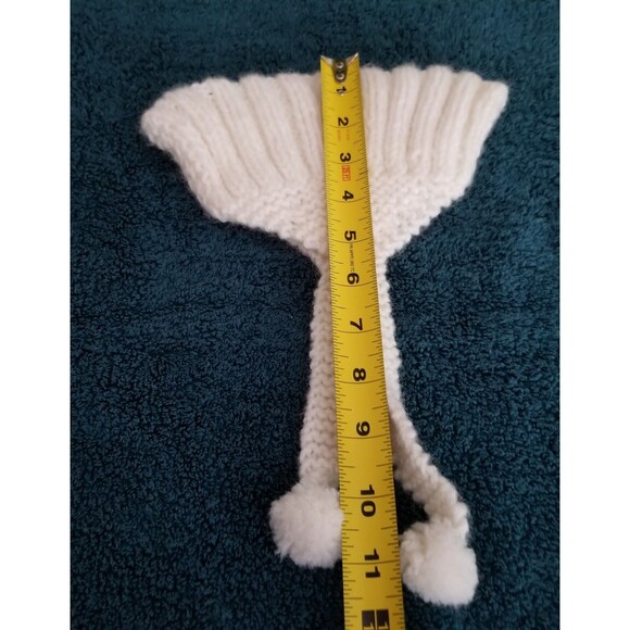 Vintage hand knitted baby hat with ear cover and pom pom tie - Picture 6 of 6